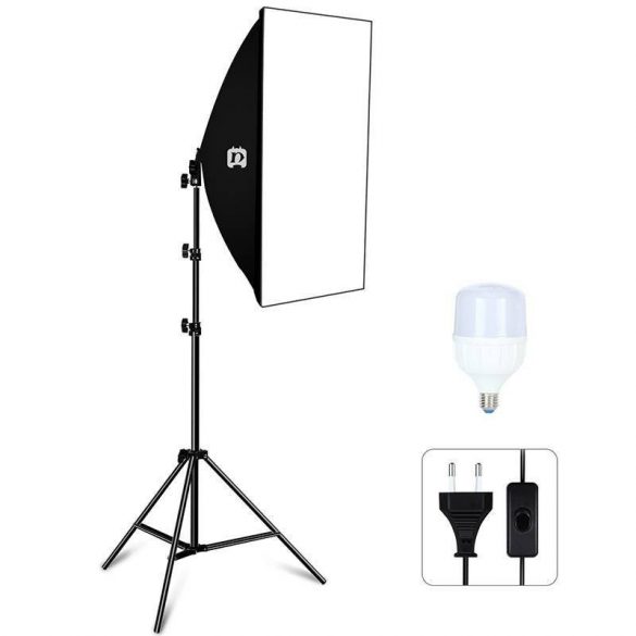 Set studio Puluz Softbox LED 50x70cm, suport, bec LED 1 buc PU5070EU