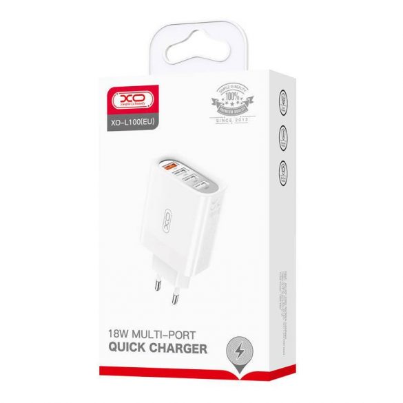 Încărcător de rețea Xo L100 cu conector 4xUSB-A 2,4A (alb)