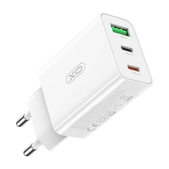 Încărcător de rețea Xo L101 cu conectori 1xUSB-A și 2xUSB-C 20W (alb)