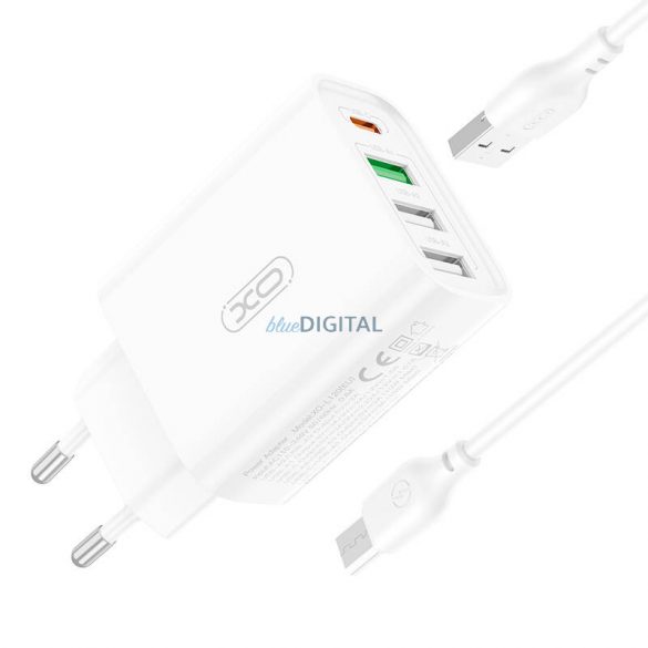 Încărcător de rețea Xo L120 cu conectori 3xUSB-A și 1xUSB-C 18W (alb)