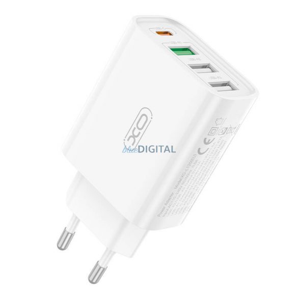 Încărcător de rețea Xo L120 cu conectori 3xUSB-A și 1xUSB-C 18W (alb)