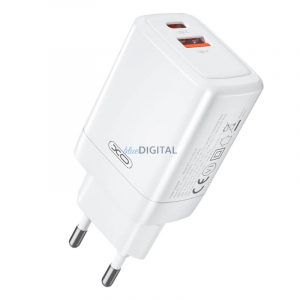 Încărcător de rețea XO CE16 cu conexiune 1xUSB-A și 1xUSB-C 45W - alb