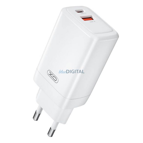 XO CE17 încărcător de rețea cu 1xUSB-A și 1xUSB-C 65W - alb