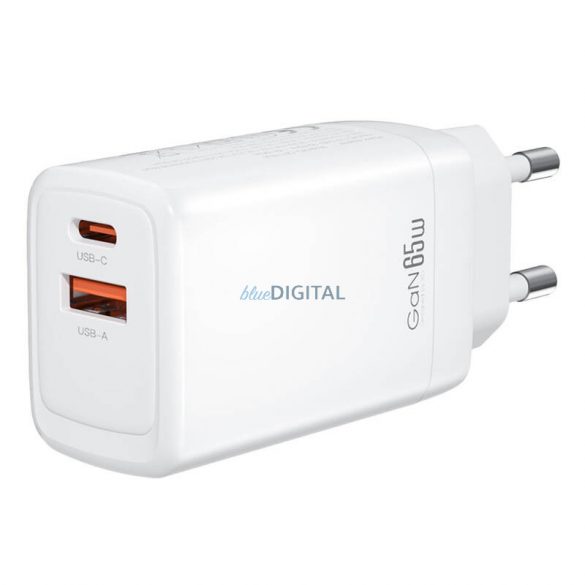 XO CE17 încărcător de rețea cu 1xUSB-A și 1xUSB-C 65W - alb