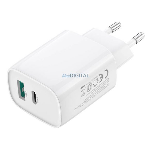 XO CE30 încărcător de rețea cu 1xUSB-A și 1xUSB-C conexiune 30W - alb