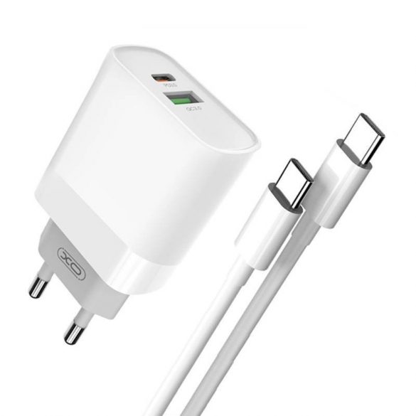 Încărcător de perete XO L64, USB + USB-C, 20W (alb)