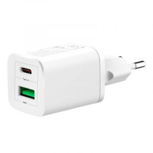 Încărcător de rețea Xo HN238A cu 1xUSB-A și 1xUSB-C conector 30W (alb)