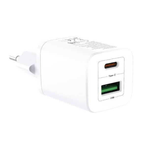 Încărcător de rețea Xo HN238A cu 1xUSB-A și 1xUSB-C conector 30W (alb)