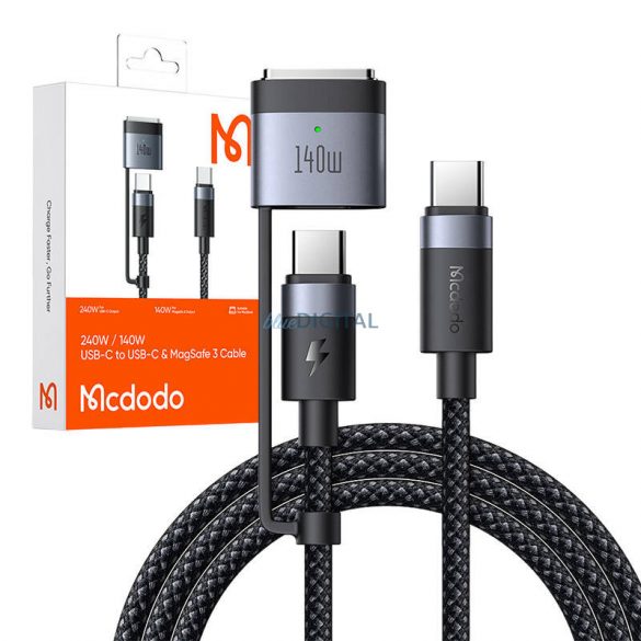 Mcdodo CA-0140 Cablu 2 în 1 USB-C la USB-C + Magsafe 3, 2m - negru