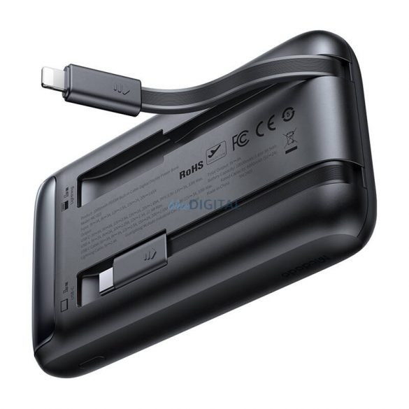 Mcdodo MC-0231 powerbank cu afișaj, built-in Type-C și cablu Lightning 10000mAh 33W - negru