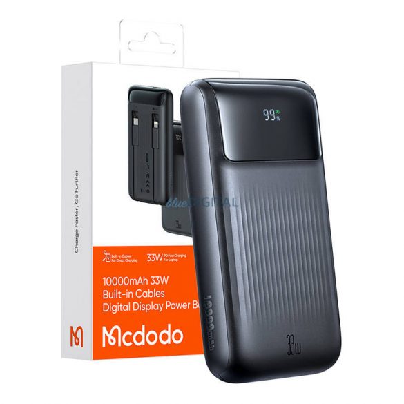 Mcdodo MC-0231 powerbank cu afișaj, built-in Type-C și cablu Lightning 10000mAh 33W - negru