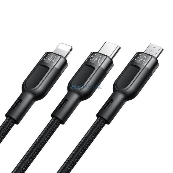 Cablu USB 3 în 1 USB-C / Lightning / Micro USB, Mcdodo CA-0930, 6A, 1,2 m (negru)