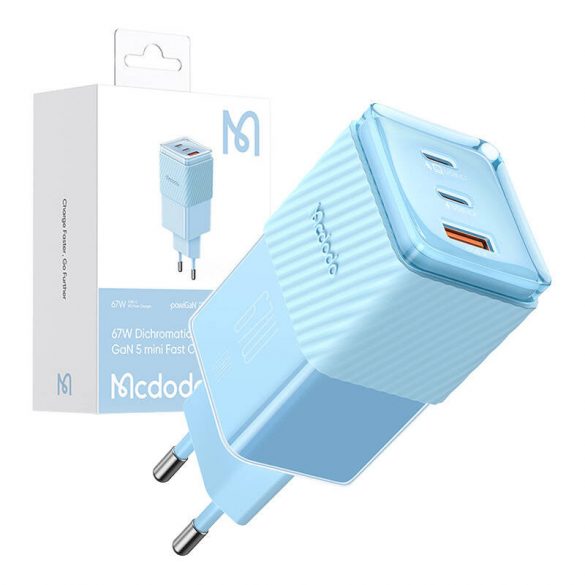 Încărcător GaN 67W Mcdodo CH-1503 2x USB-C, USB-A (albastru)