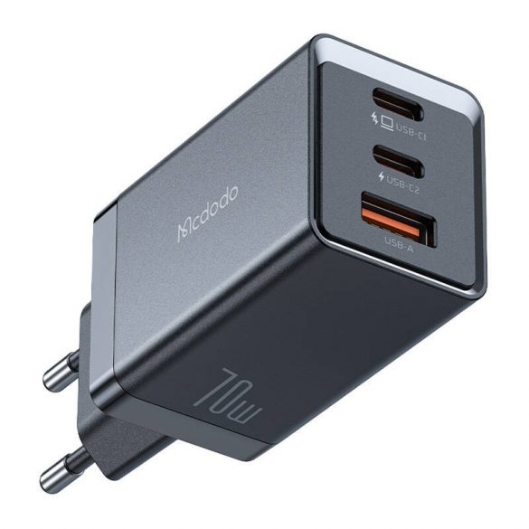 Încărcător de rețea GaN Mcdodo CH-1543, 2x USB-C, 1x USB, 67W + cablu USB-C la USB-C de 2 m (negru)