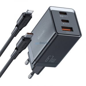 Incarcator de perete Mcdodo CH-1544 GaN, 2x USB-C, 1x USB, 67W + cablu USB-C USB-C (negru)