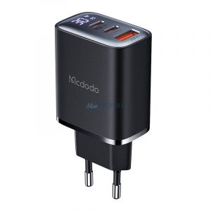 Mcdodo CH-2180 încărcător de rețea cu 1xUSB-A și 2xUSB-C conexiune și afișaj 30W - negru