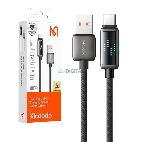 Mcdodo CA-2350 Cablu USB-A - Type-C cu ecran, 6A 1.2m - negru