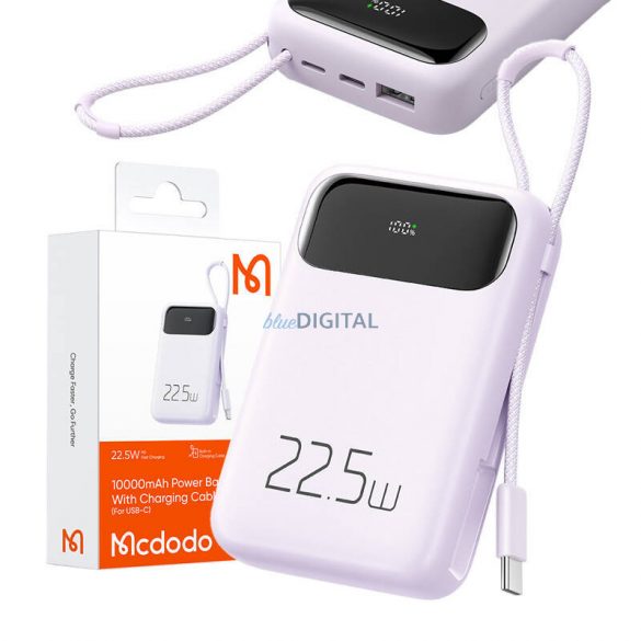 Mcdodo MC-3245 powerbank 10000mAh, 22.5W cu cablu Type-C încorporat - violet