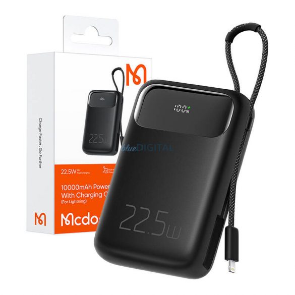 Mcdodo MC-3253 powerbank 10000mAh, 22.5W cu cablu Lightning încorporat - negru