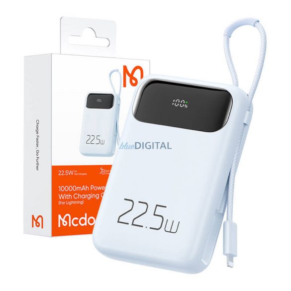 Mcdodo MC-3254 powerbank 10000mAh, 22.5W cu cablu Lightning încorporat - albastru