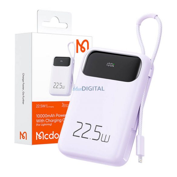 Mcdodo MC-3255 powerbank 10000mAh, 22.5W cu cablu Lightning încorporat - violet