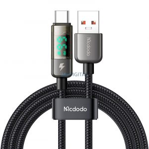 Mcdodo CA-3630 Cablu USB-A - Type-C cu afișaj (protecție la supraîncărcare) PD 100W 6A 1.2m - negru