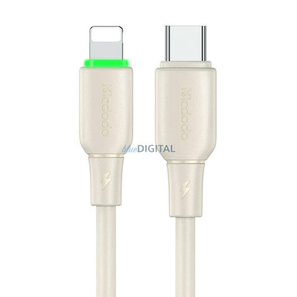 Cablu USB-C - Lightning Mcdodo CA-4760 LED lumina 1,2 m (bej)