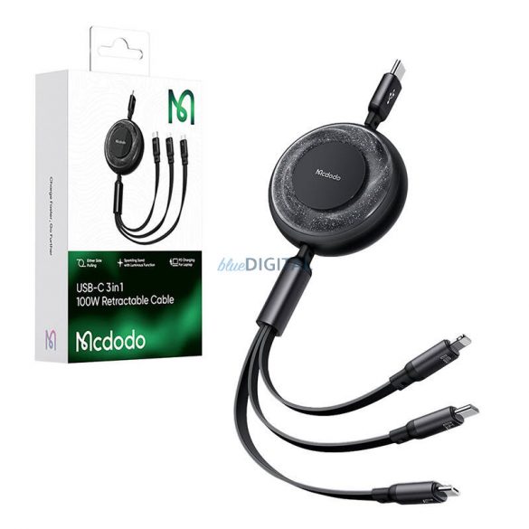 Cablu USB 3in1 la USB-C / Lightning / Micro USB, Mcdodo CA-5220, 1,2 m (negru)