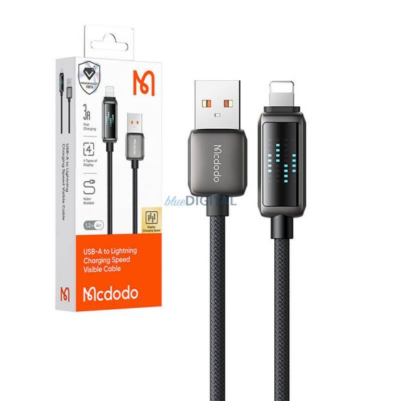 Mcdodo CA-5250 Cablu USB-A - Lightning cu afișaj 3A 1.2m - negru