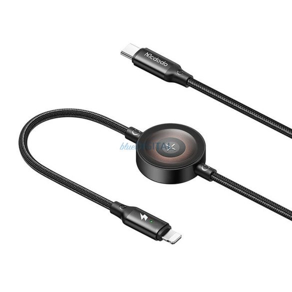 Mcdodo CA-5680 2-in-1 Tip-C la cablu Lightning și încărcător Apple Watch 36W 1.5m - negru