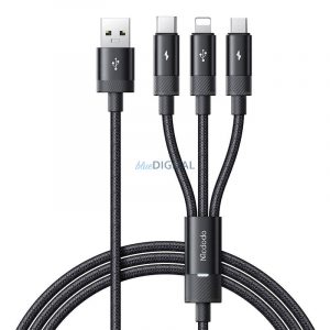 Cablu USB 3 în 1 USB-C / Lightning / Micro USB, Mcdodo CA-5790, 3,5 A, 1,2 m (negru)