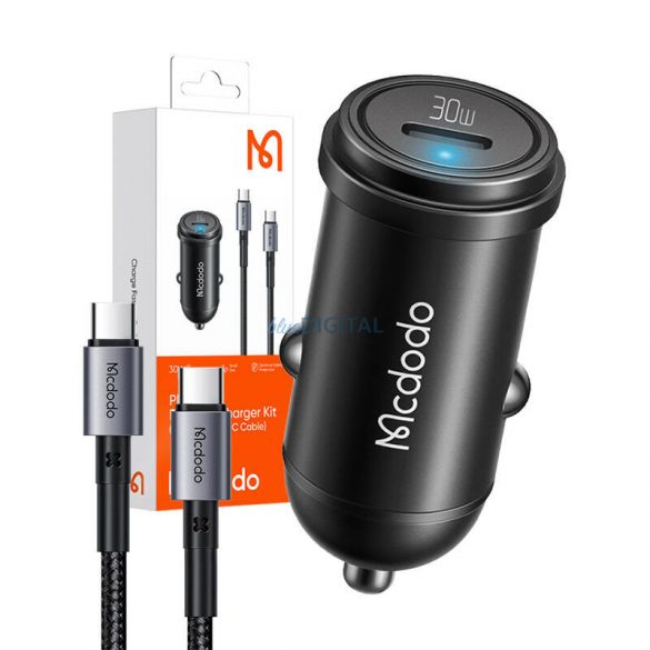 Incarcator auto McDodo CC-7493 cu conexiune 1xUSB-C si cablu Type-C - Type-C 5A 65 W (negru)