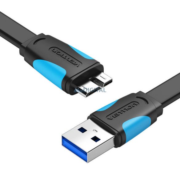 Cablu plat USB 3.0 A la Micro-B Vention VAS-A12-B025 0.25m Negru