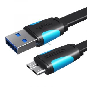 Cablu plat USB 3.0 A-Micro-B Vention VAS-A12-B100 1m Negru