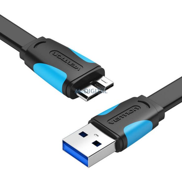 Cablu plat USB 3.0 A la Micro-B Vention VAS-A12-B050 0.5m Negru