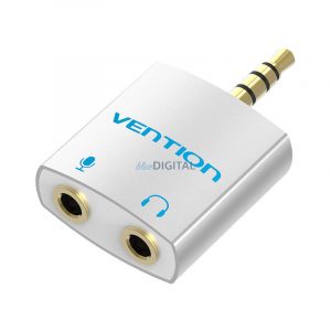 Adaptor audio Vention BDBW0 4 poli 3,5 mm tată 2x 3,5 mm mamă argintiu 0,25 m