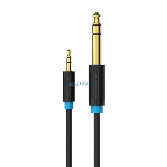 Cablu audio de 3,5 mm TRS tată la 6,35 mm Vention BABBD de 0,5 m negru