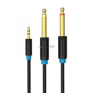 Cablu audio TRS de 3,5 mm tată și 2 x cablu audio de 6,35 mm tată 1 m Vention BACBF (negru)