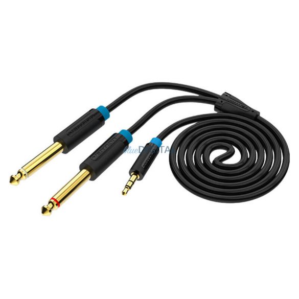 Cablu audio TRS de 3,5 mm tată și 2 x cablu audio de 6,35 mm tată 1 m Vention BACBF (negru)