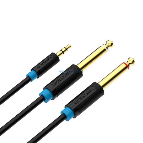 Cablu audio TRS de 3,5 mm tată și 2 x cablu audio de 6,35 mm tată 1,5 m Vention BACBG (negru)