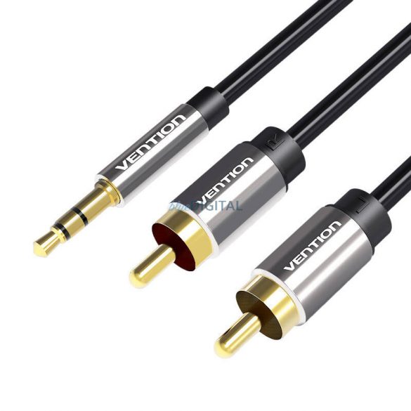 Cablu audio 3,5 mm tată și 2x RCA tată 2m Vention BCFBH Negru