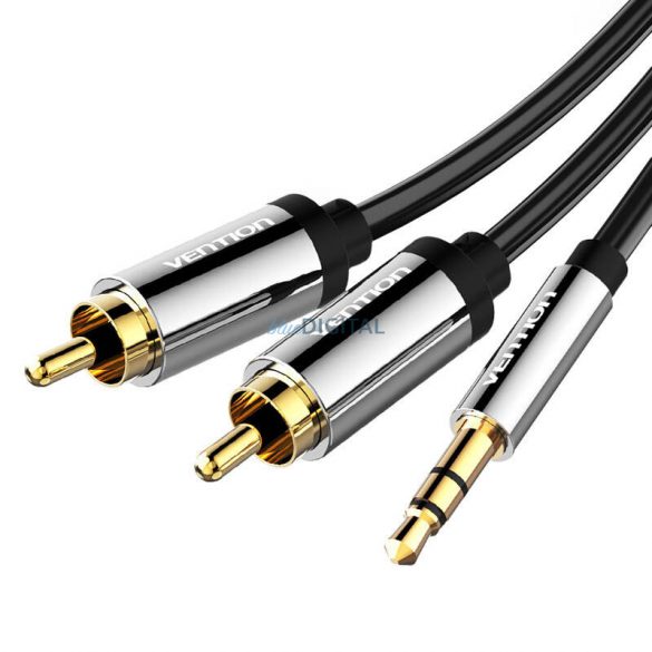 Cablu audio 3,5 mm tată și 2x RCA tată 2m Vention BCFBH Negru