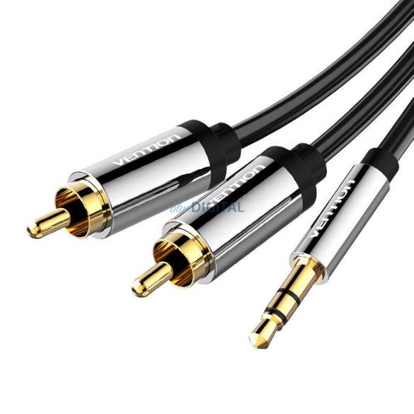 Cablu audio de la 3,5 mm tata la 2x RCA mascul 3 m Vention BCFBI Negru