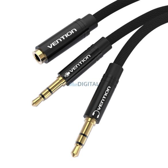 Cablu audio 3,5 mm mamă și 2x3,5 mm tată Vention BBLBF 1 m (negru)