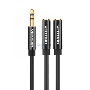 Splitter stereo 3,5 mm mascul 2x 3,5 mm Femeie 0,3 m Vention BBSBY Negru