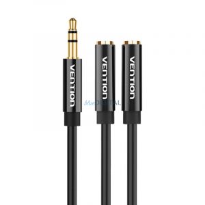 2x 3,5 mm tată - 4 poli mamă cablu audio 3,5 mm 0,3 m Vention BBTBY Negru