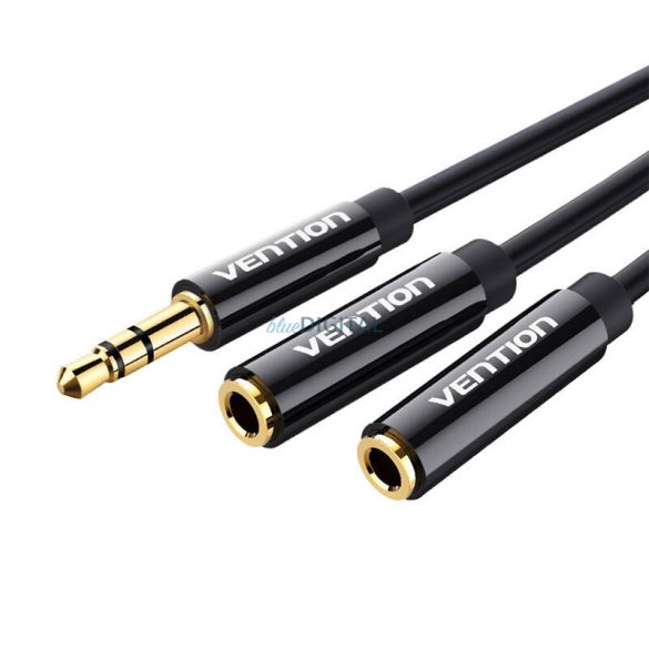 2x 3,5 mm tată - 4 poli mamă cablu audio 3,5 mm 0,3 m Vention BBTBY Negru