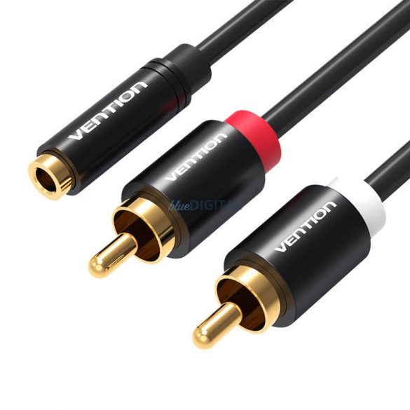 Cablu audio de 3,5 mm mamă la 2x RCA masculin 1m Vention VAB-R01-B100 negru