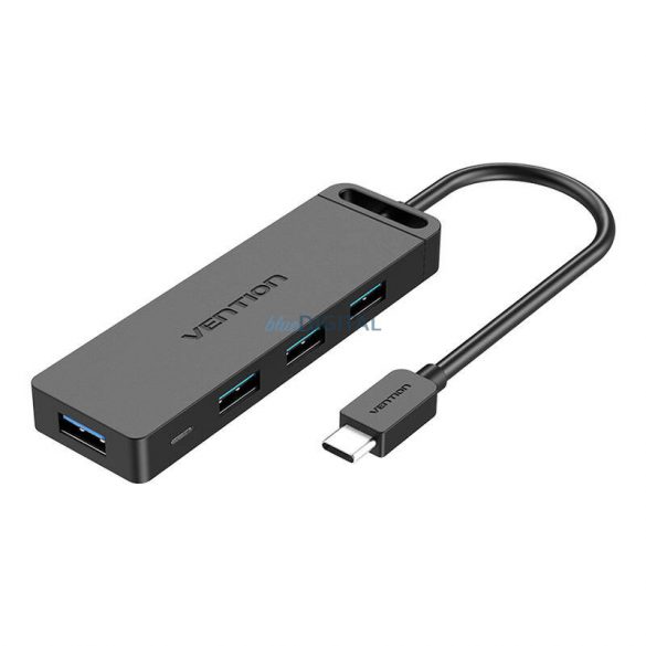 Hub USB-C 3.0 Adaptor de rețea cu 4 porturi Vention TGKBD 0,5 m ABS negru