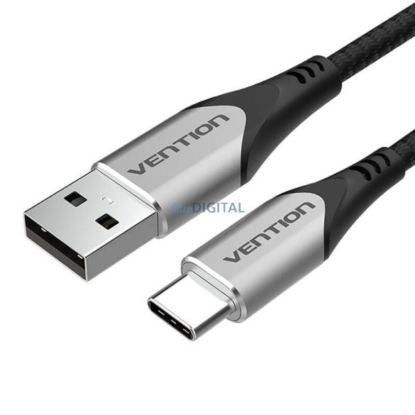 Cablu USB 2.0 A și USB-C 3A 0,25 m Vention CODHC gri